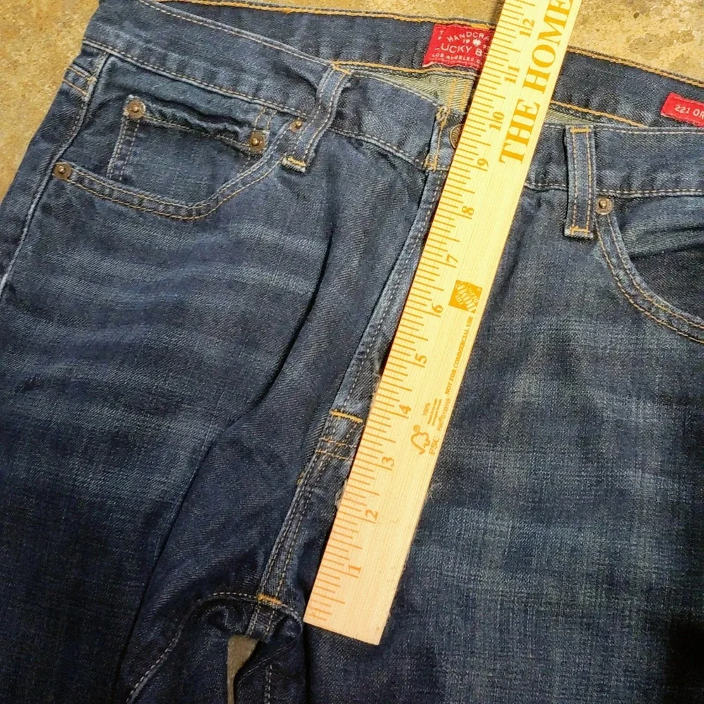 Lucky Brand 221 Original Straight Jeans 32x30 Mens Dark Distressed Wash Denim